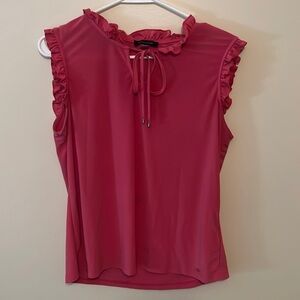 Pink ruffle blouse with neck tie